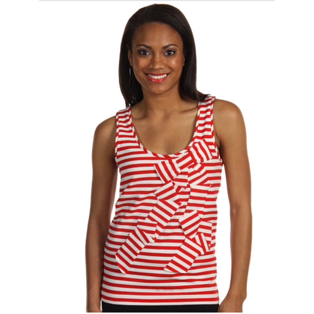 Kate Spade Red & White Striped Bow Top Size Medium